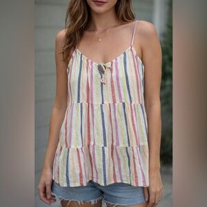 Old Navy Women’s Striped tiered camisole Babydoll top Medium Spaghetti straps